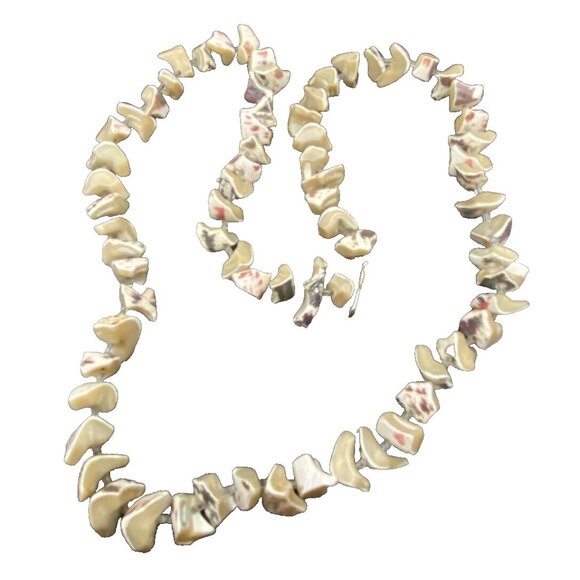 Unbranded Jewelry - Les Bernard Style Necklace Boho Polished Shell Beaded 29" Natural Seashell Beach